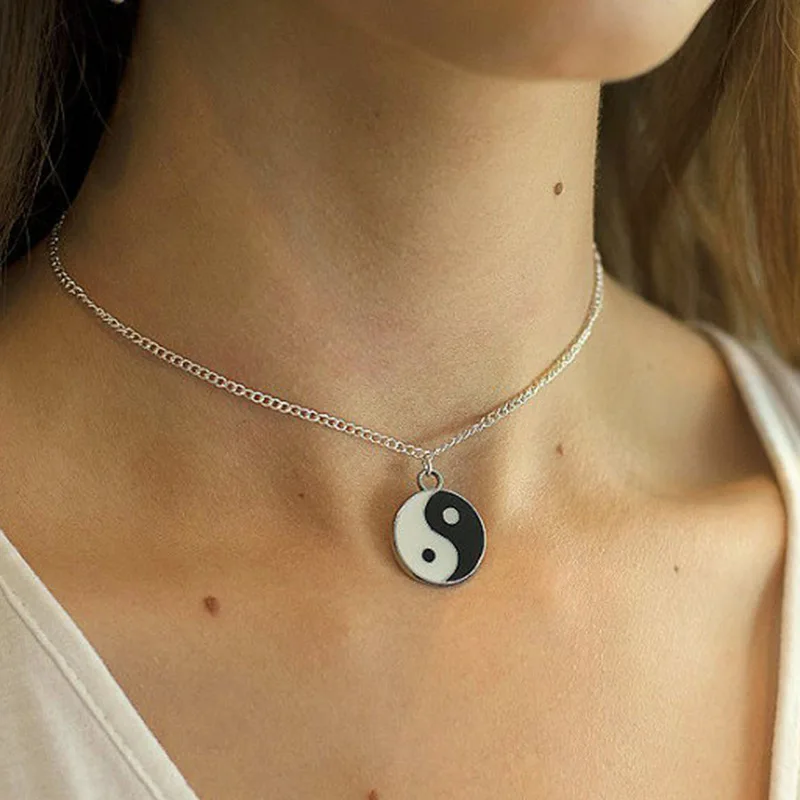 Простой креативный дизайн Китайский Тай Цзи подвеска-диаграмма ожерелья для