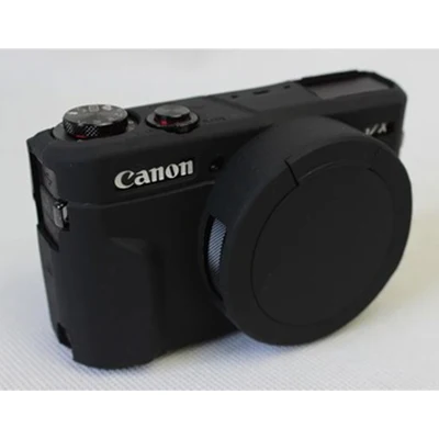 Силиконовая сумка для камеры для Canon PowerShot G7X Mark II защитные сумки для объектива Мягкий чехол для камеры с крышкой объектива для Canon G7x2 G7XII - Цвет: Black