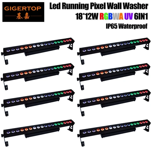 8 Tiptop сценический прожектор DMX512 напольный 18x12 Вт светодиодный настенный светильник 1 м Длина Линейный диммер без мерцания алюминиевый корпус пиксельный бег - Цвет: 8