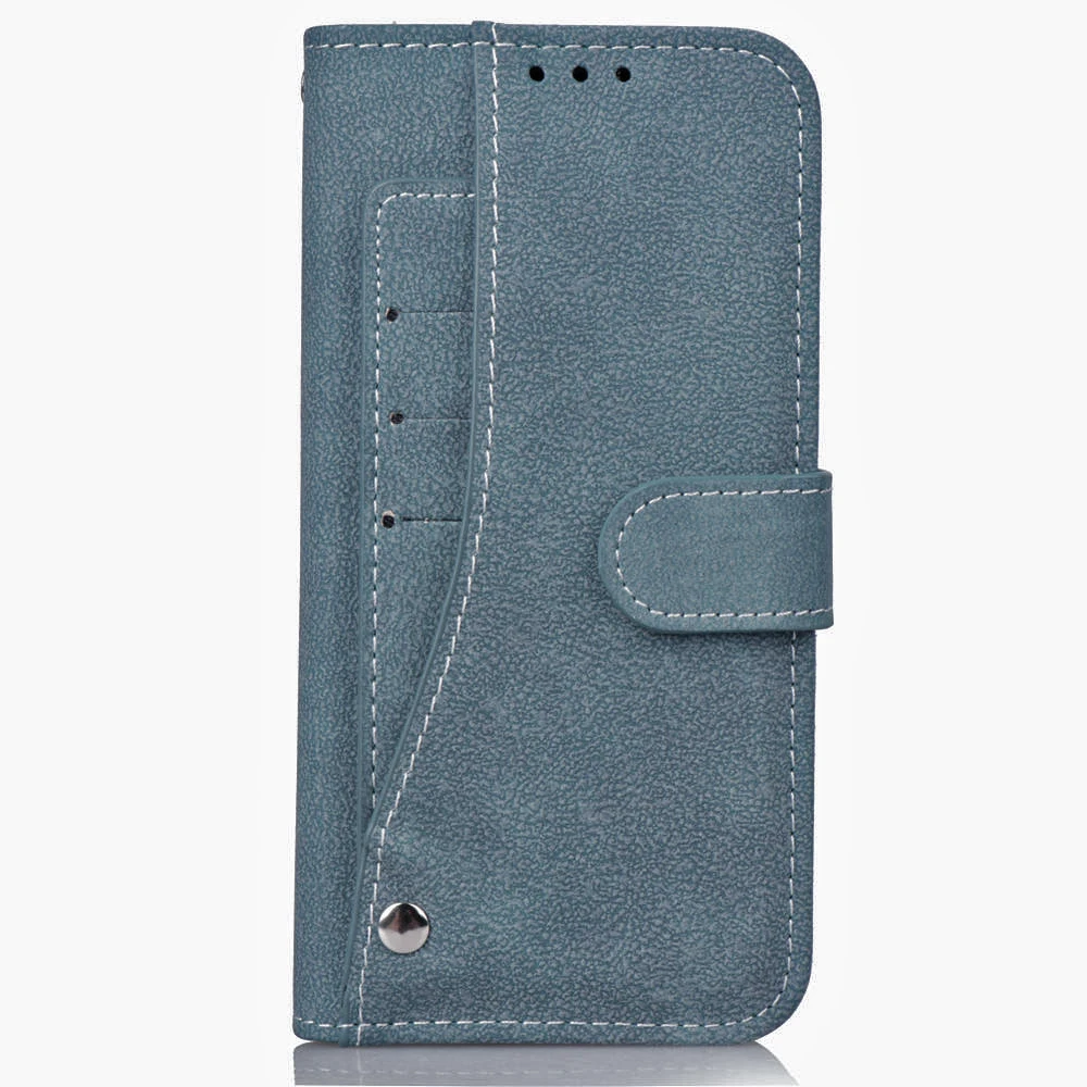 Чехол-книжка из матовой кожи для samsung Galaxy S7 Edge S8 S9 Plus S10E S10 Note 8 9 с фоторамкой - Цвет: Bule