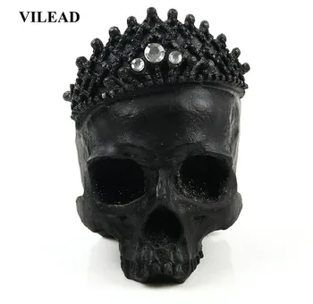 

VILEAD Statues Sculptures Resin Skull Head Decor Home Decorative Craft LifeSize Replica Human Head Model Halloween Ornament