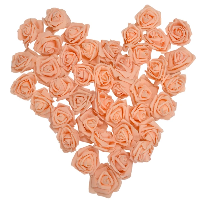 200PCS Foam Rose Flower Bud Wedding Party Decorations Artificial Flower Diy Craft Champagne& Yellow