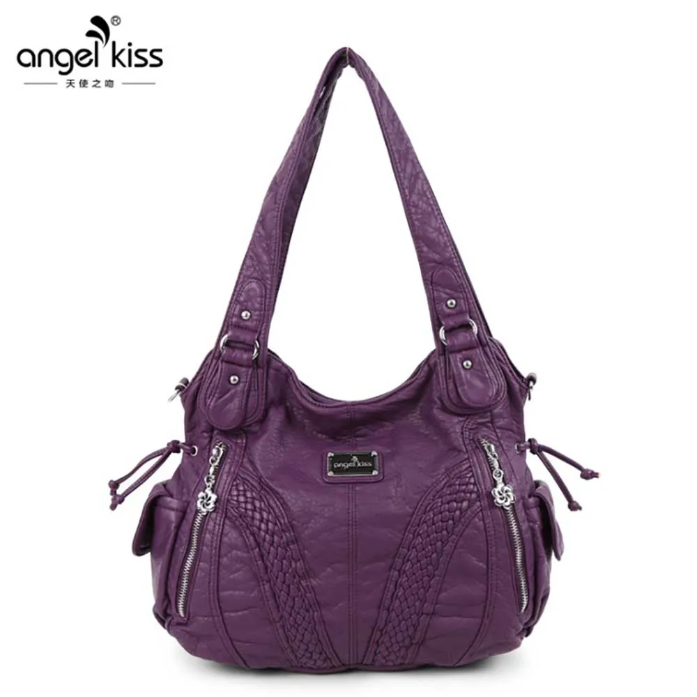 

Women Handbag Fashion Designer Female PU Leather Bags Handbags Ladies Shoulder Bag Angel Kiss Brand Ladies Hobos Bag Totes