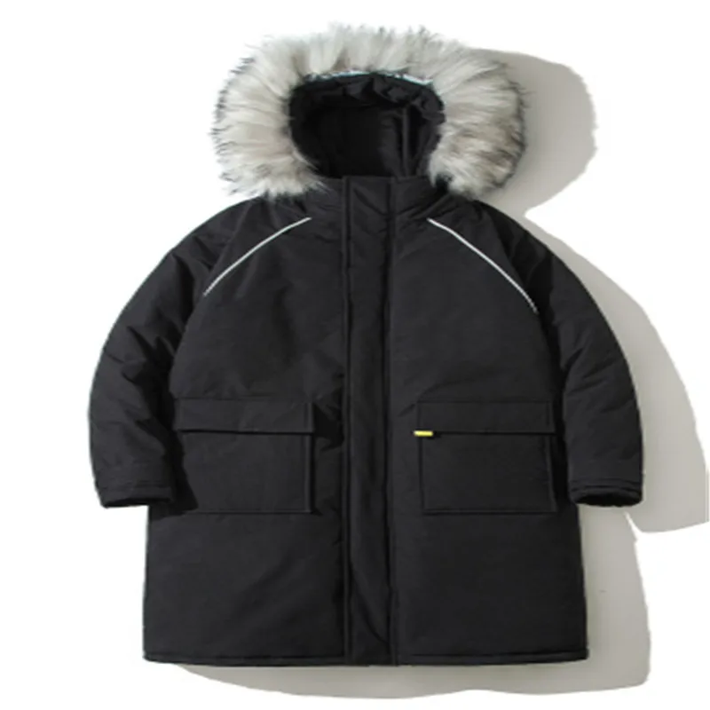 Парка зимняя куртка мужская Пальто Толстая теплая Классическая деловая с капюшоном наружная ветрозащитная меховая мужская длинная одежда