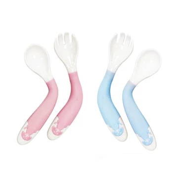 

Baby Utensils Spoon Fork Set with Travel Case Toddler Babies Children Feeding Training Spoon Bendable Soft Self Feeding Spoons