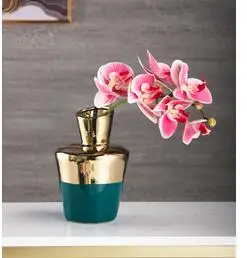 

NORDIC GOLD PLATING CERAMICS VASE FLORAL FLOWER ARRANGEMENT GLAZED PORCELAIN DECORATIVE ORNAMENTS FLOWERS POT MODERN HOME DECOR