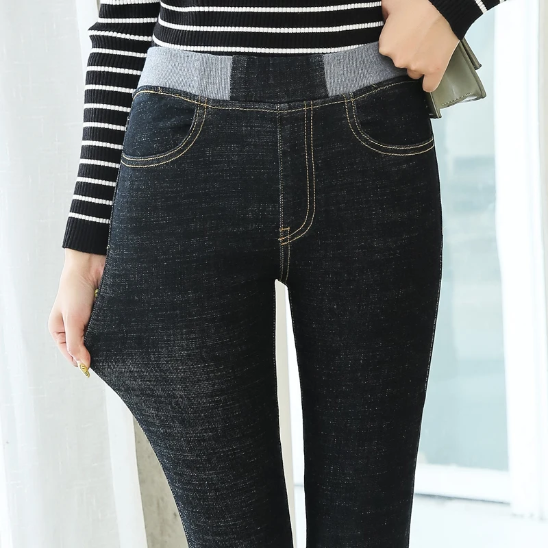 

Jeans For Women High Waiste Plus Size Fashion Elastic Waist Autumn skinny Full Length Mom Denim Pencil Pants