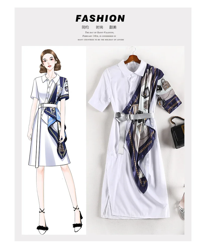 Lan Mu Square Summer New Style Large Size Women's by Age Short Sleeve Shirt Dress Elegant Fat Younger Sister M Slimming Dre