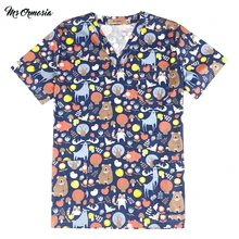 Msormoasia хлопковая медицинская одежда хирургические ткани медицинские скрабы для ухода за зубами Униформа хирургический халат рубашки для унисекс просто Топ