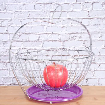 

1 Pc Fruit Basket Apple Shape Simple Stainless Steel Snack Tray Drain Basket for Home Restaurant