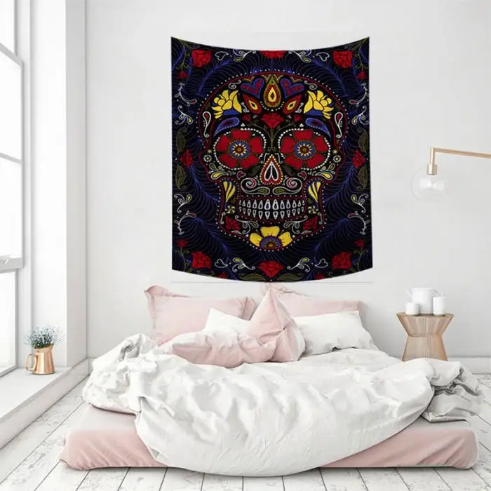 Printed Wall Hanging Tapestry Beach Blanket Mandala Skull Picnic Yoga Mat Home Art for Living Room Decoration