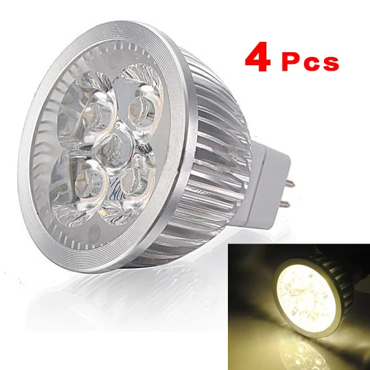 

4X MR16 4W 4 LED Warm White Energy Saving Spotlight Light Lamp Bulb 12v Warm white light