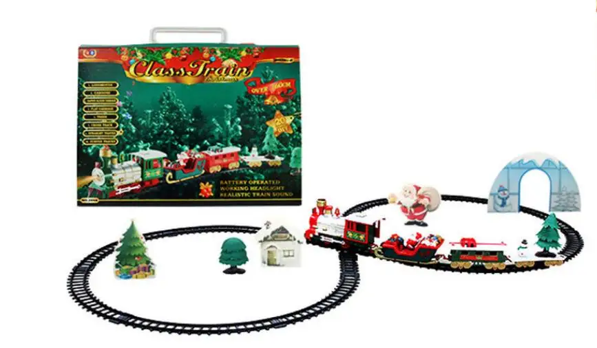 Рождество Электрический Железнодорожный вагон маленький игрушечный поезд Детская электрическая головоломка автомобиль игрушка
