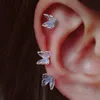 2pcs Surgical Steel Little Butterfly Stud Tragus Earring for Women Acrylic Surgical Steel Screw Piercing