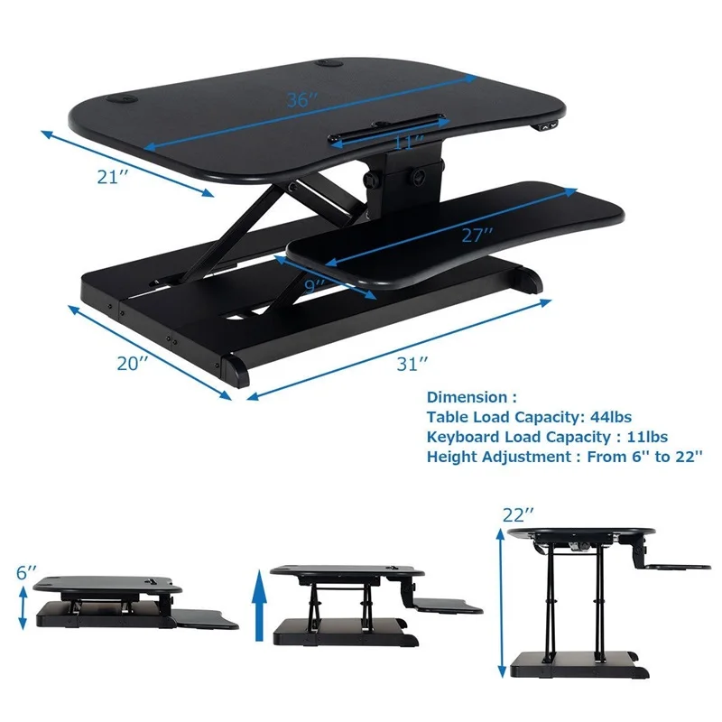  Height Adjustable Stand Riser Electric Standing Desk Ergonomic Sit To Stand and Two Tier Design Fol