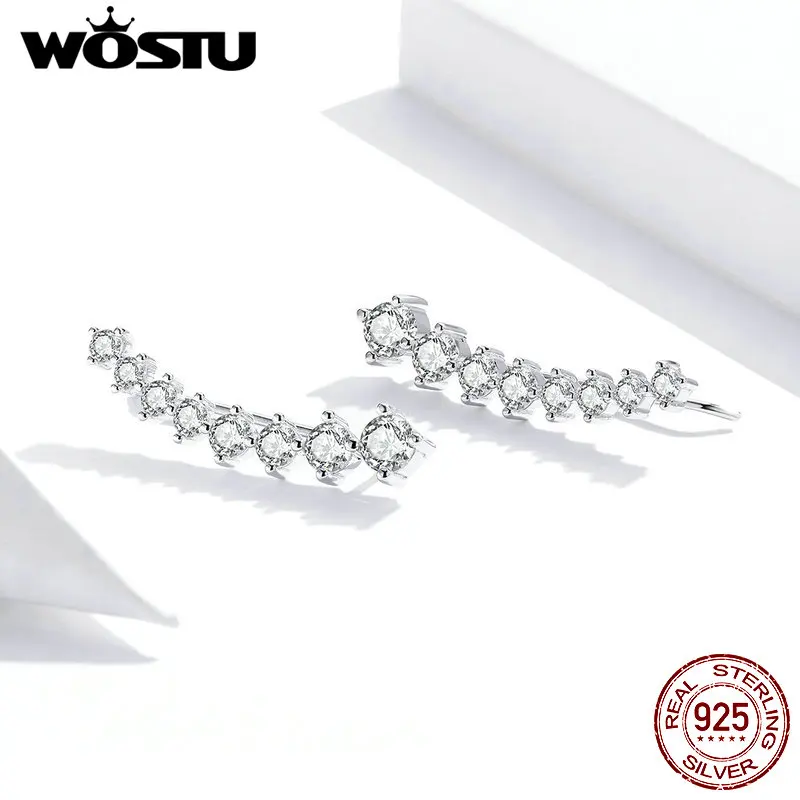 Женские серьги гвоздики WOSTU подлинные из стерлингового серебра 925 пробы с