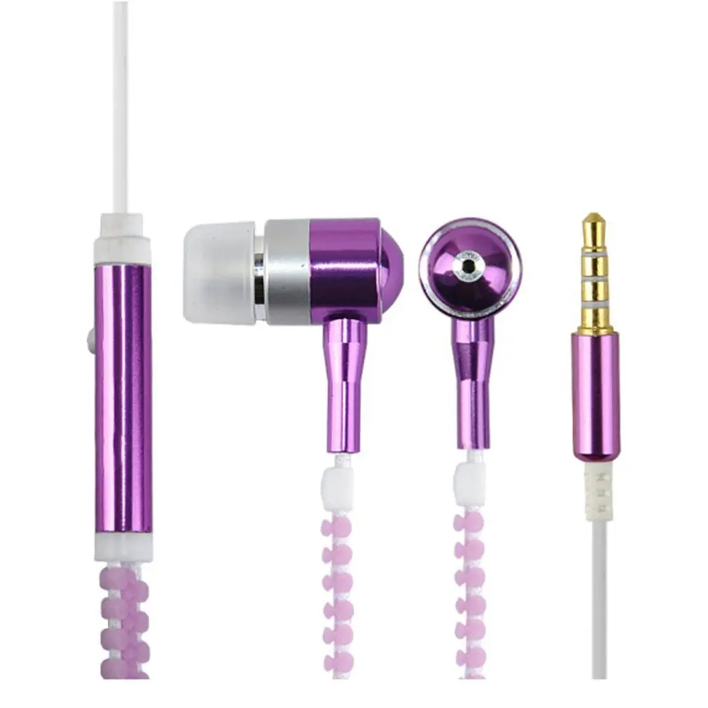 Wired Earphone Luminous Light Zipper Earphones Earbuds In-ear Headset with Mic ear phones dropshipping fone de ouvido | Электроника