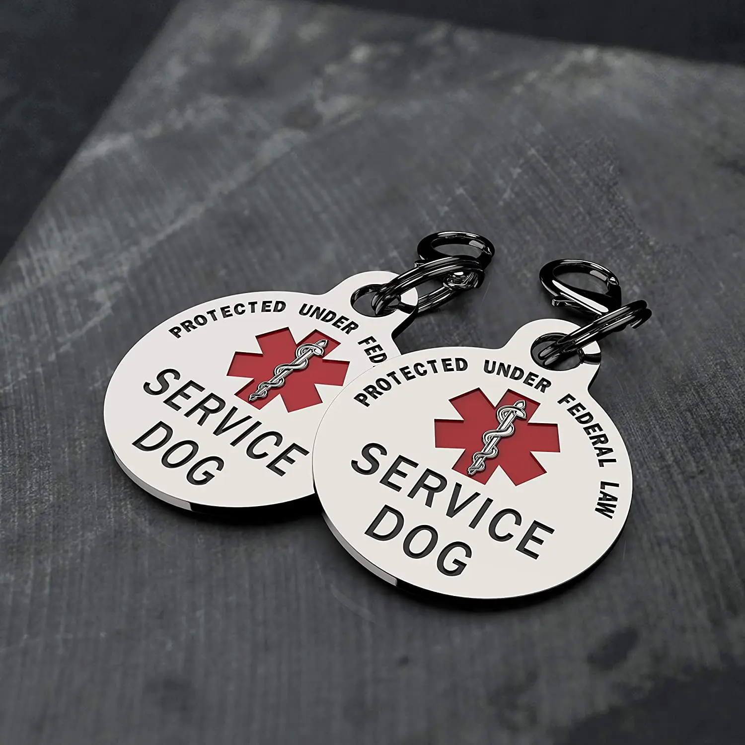 Service Dog Tag Federal Protection w/ Red Medical Alert Symbol Pet