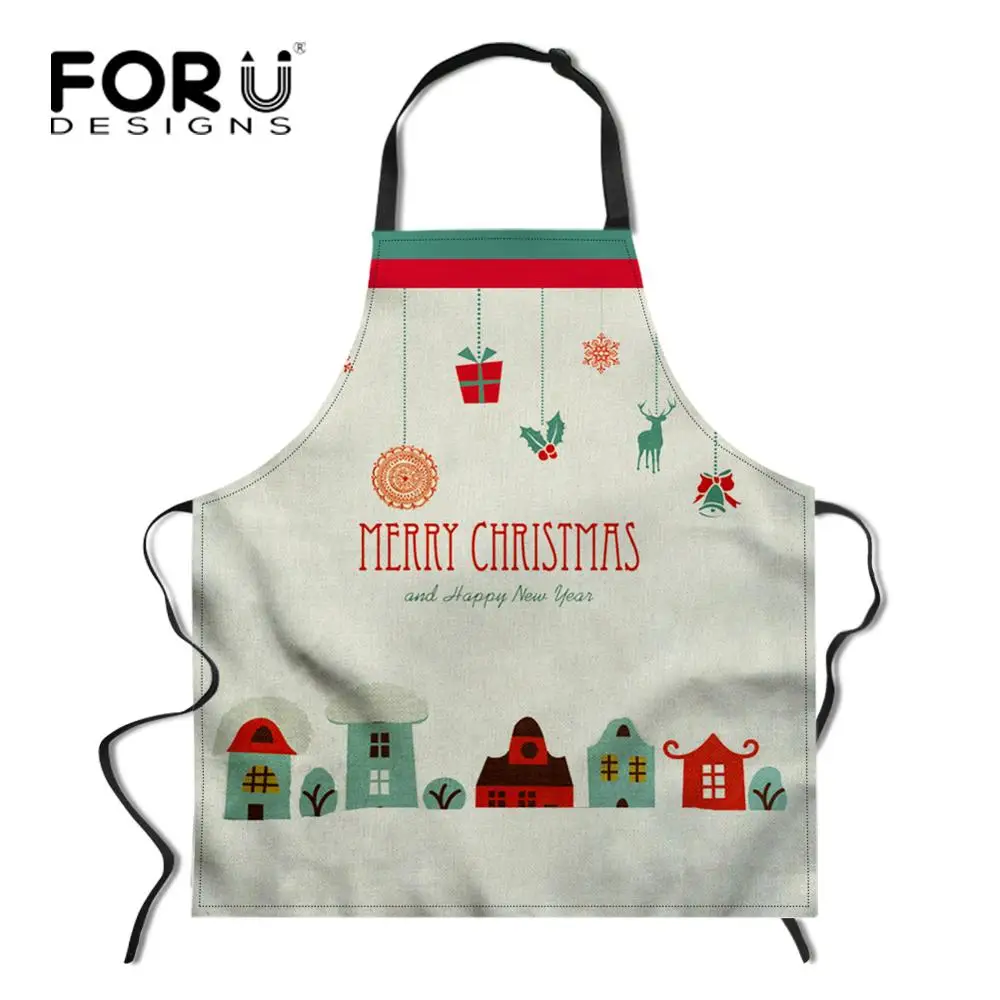 FORUDESIGNS Merry Christmas кухонные женские фартуки маслостойкие шеф-повара Pinafore барбекю вечерние Кухонный Фартук инструменты для уборки дома - Цвет: L297R
