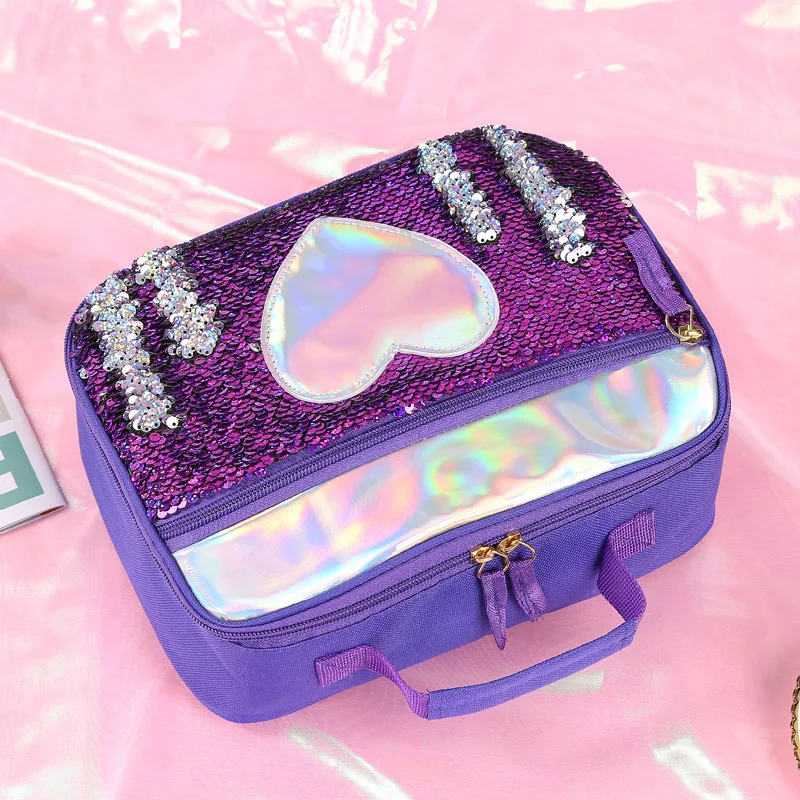 Стиль: Sequin изолированная сумка для детей, ручная сумка для обеда с блестками, упаковка для еды, алюминиевая фольга, изолированная сумка, свежесть