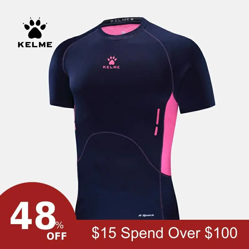 KELME Профессиональная мужская Спортивная футболка для бега быстросохнущая футболка с коротким рукавом для баскетбола тренировочная футболка спортивная одежда 3881104