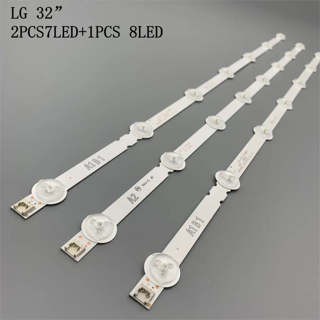 3 uds (2A1 * 7LED... 1A2 * 8LED) Barra de retroiluminación LED para LG 32 ROW2.1 Rev 0,9 A1/A2-Type TV LC320DXE 6916L-1295A 1296A 32LN575s LC320DXE-SG