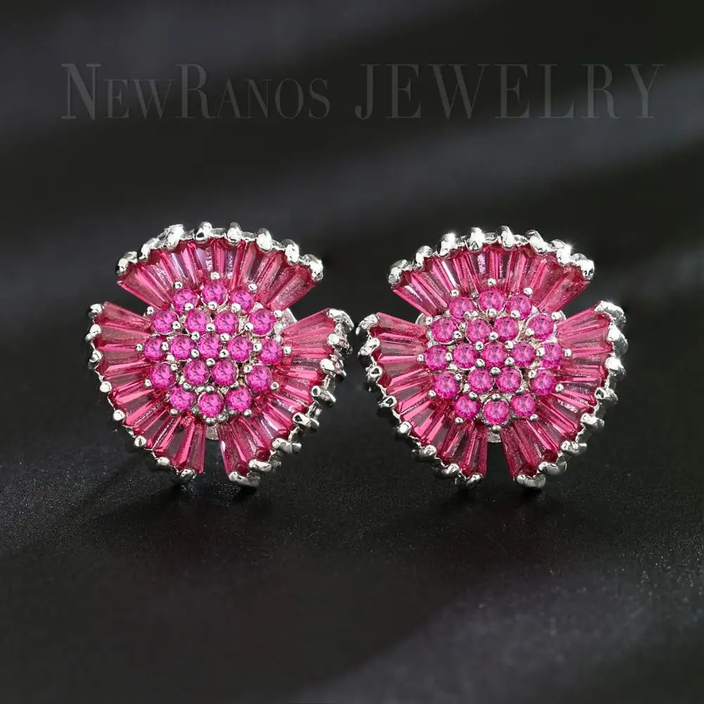 

Newranos Vintage Flower Top Zirconia Red Earrings Zirconias Brincos Statement Jewelry for Women Fashion Jewelry EGY047