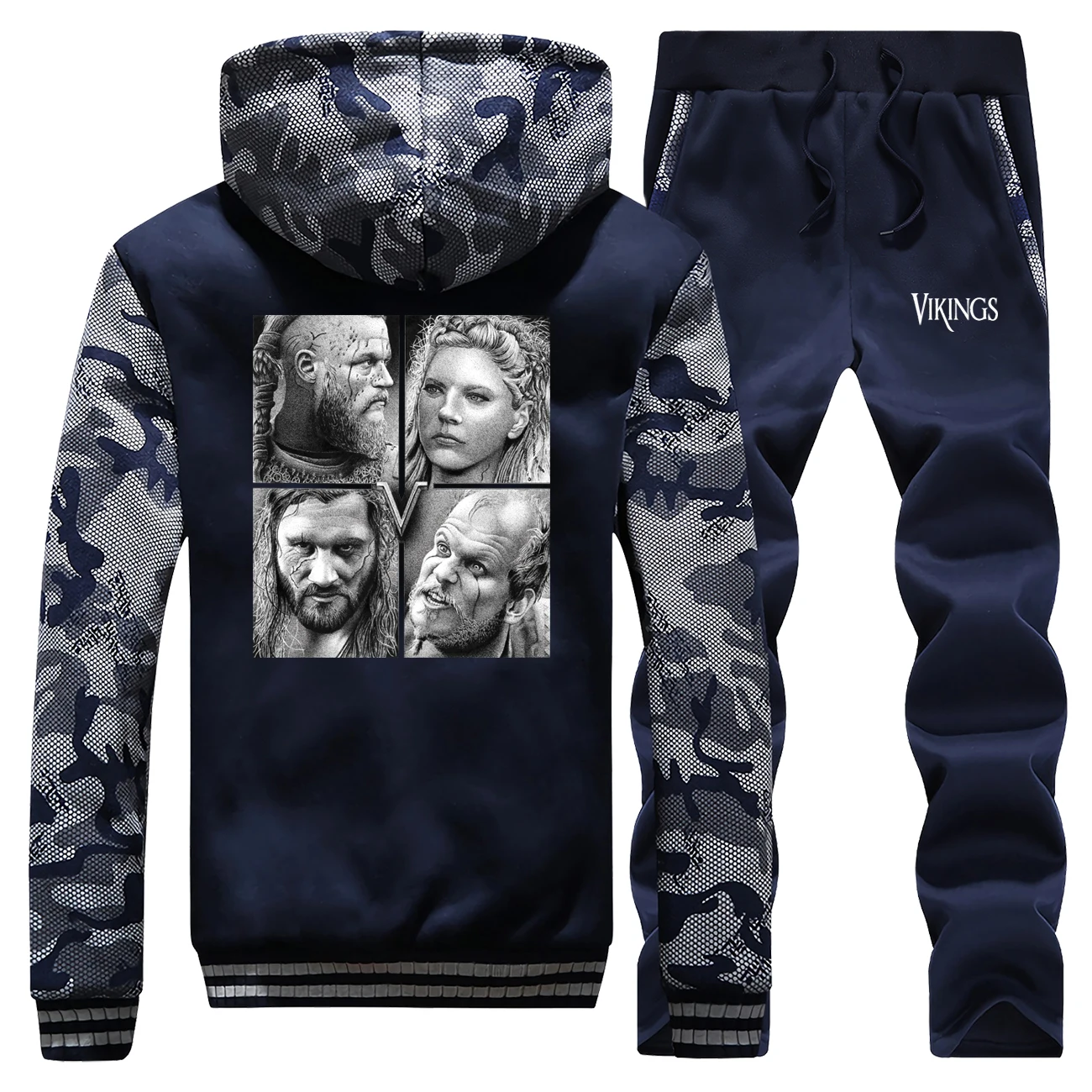 

Odin Vikings Hoodie Pant Set Sons Of Men Tracksuit Coat Valhalla Ragnar Lothbrok Lagertha Winter Thick Jacket 2 PCS Sets