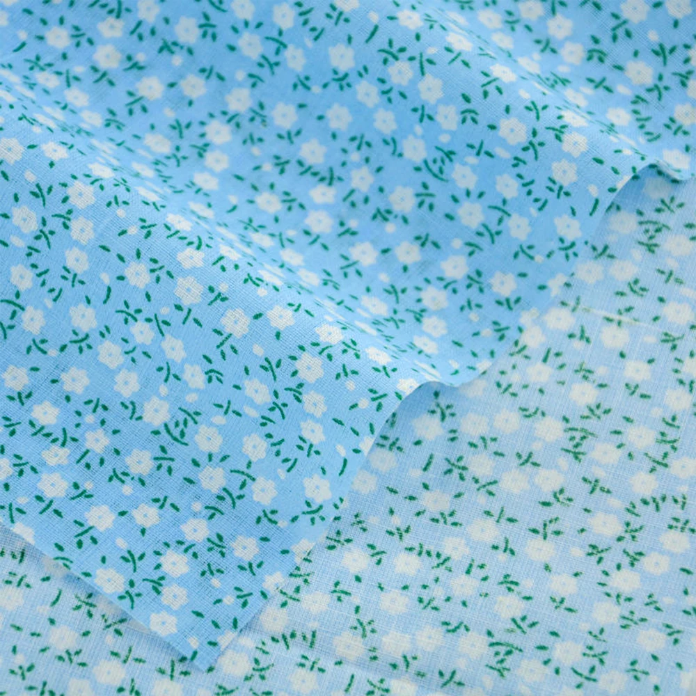 White Flower Design Blue Cotton Fabrics Fat Quarter Sewing Cloth Telas Tecido Crafts Doll's DIY Textile Tilda Patchwork Tissue | Дом и сад