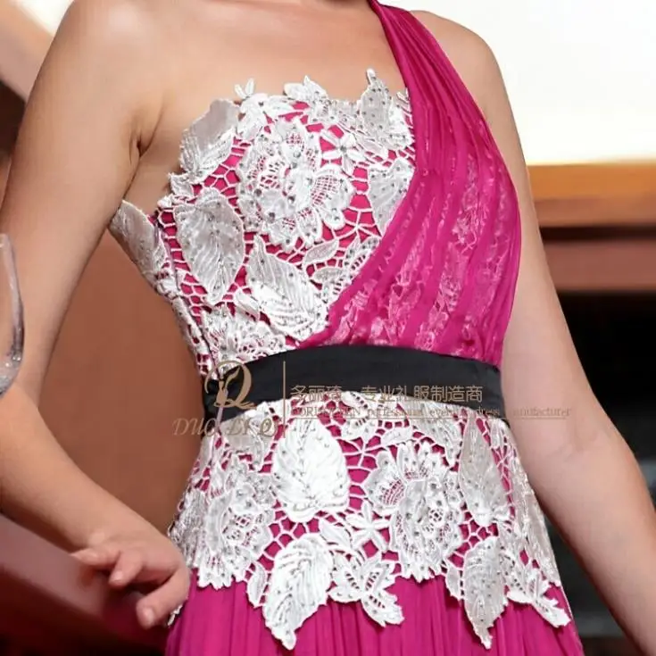 Новое платье на одно плечо vestido de noiva буддистское качественное официальное элегантное Красное Кружевное платье ярко-розовое платье подружки невесты