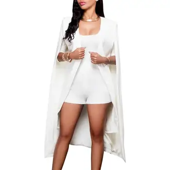 

Womens Blazer Long Loose Cloak Style Office Lady Cape Trench Cardigan Coat Open Front Split Sleeve Plus Size Coat
