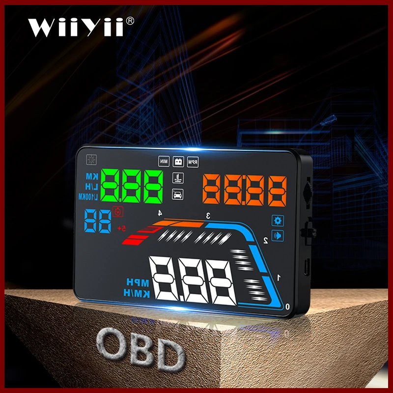 

Q700 Speedometer 5.5" Odometer Mileage HUD head up Display Digital Speed Auto Alarm MPH KMH Display Windscreen Projector
