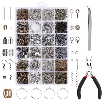 

24 Grid Jewelry Accessories Combination Set Closed Ring Lobster Buckle Wine Glass Ring Weight Sheep Eye Nail Nine Needle T Needl