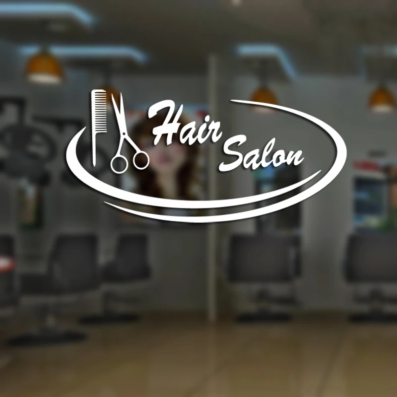 DCTAL Hair Salon Scissors Decal Sticker Neutral Haircut Poster Vinyl Wall Art Decals Decor Windows Decoration