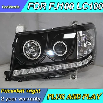 

1 Pair 2006 2007 Year For TOYOTA Land cruiser LC100 4700 FJ100 LED Head Lamp Angel Eyes Black Housing Xenon HID KIT