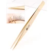 Golden eyelashes tweezers Super Precision Premium Stainless  steel Eyebrow Tweezer for Eyelashes Extension Eye Makeup Tools 5
