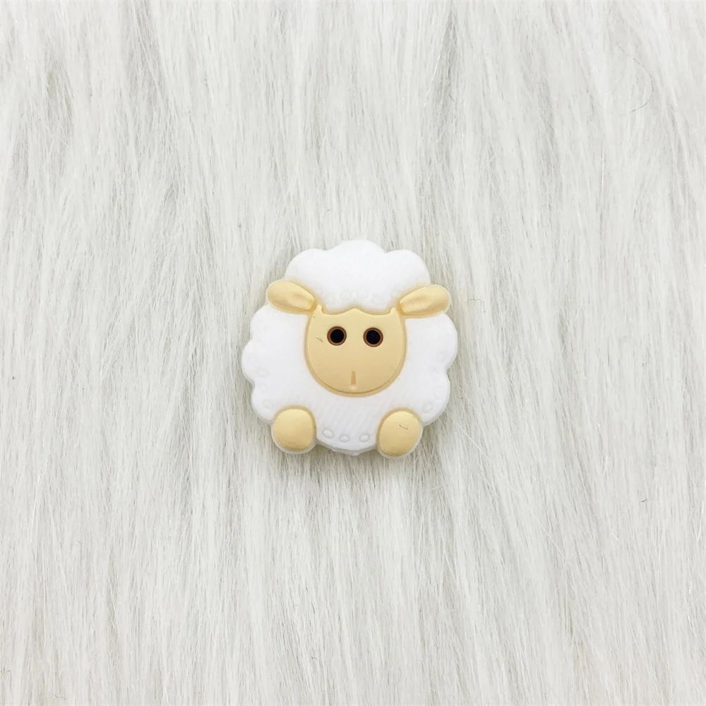 10pcs/lot  Animals Cartoon Silicone Beads Teething  sheep Beads  DIY Pacifier Clip For Children Newborn Baby Teether For Teeth 6