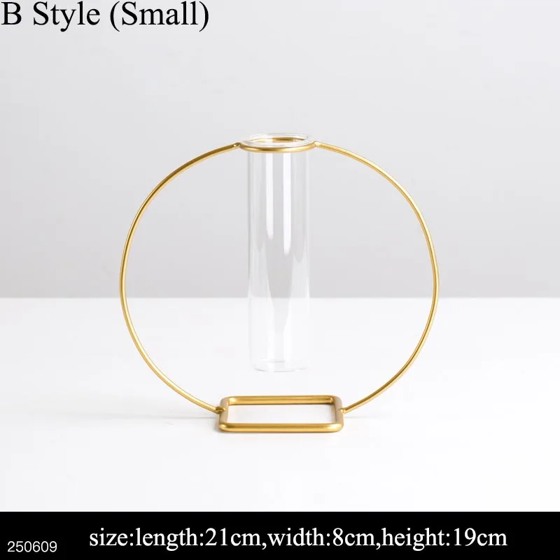B Style (Small) Ins скандинавские золотистые железные художественные прозрачные стеклянные пробирки гидропоники цветочный горшок гостиная офисная ваза зеленые растения плантатор креативный - Цвет: B Style (Small)