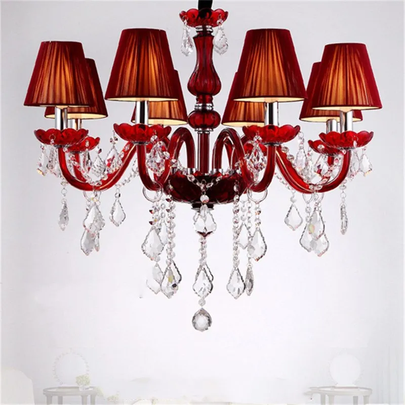 Современная Красная Люстра освещение для спальни столовой кухни люстра с