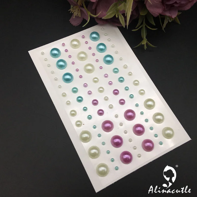 273pc flat back Pearls Stone Stickers flat bottom Adhesive gems Creative Art Craft Rhinestone Self Adhesive Scrapbook