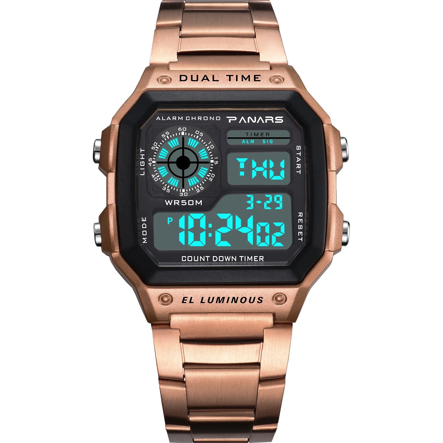 

Men's Waterproof Electronic Digital Watch Multi-function Sports Square Fashion Steel Belt Plastic Belt Electronic Smart Watch