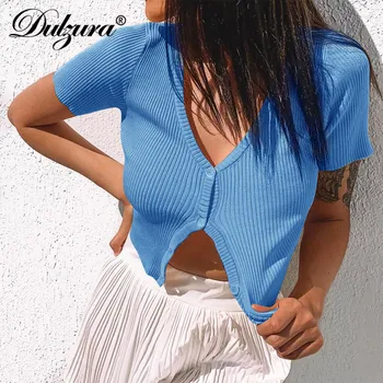 

Dulzura cardigan striped ribbed women crop top knitted sexy 2020 summer clothes streetwear Korean club cute casual fashion