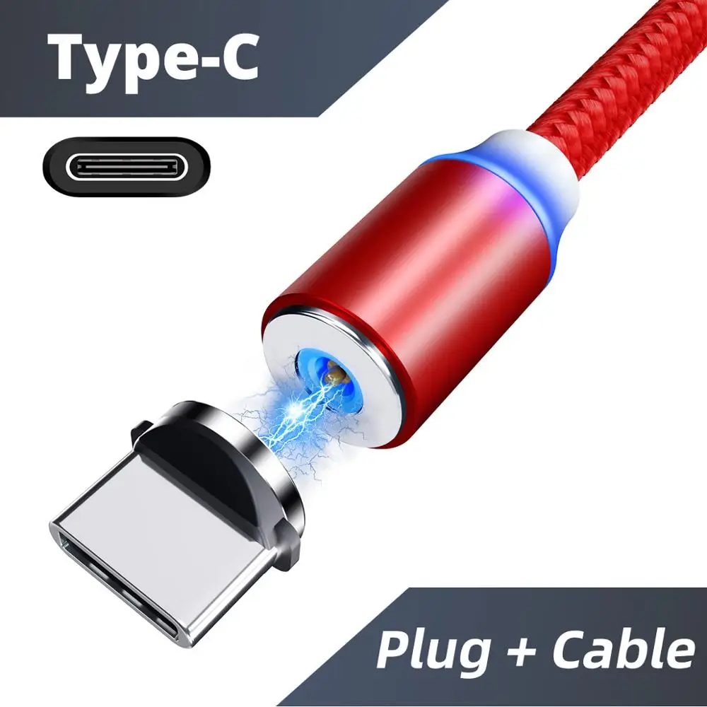 Red Type C Cable FONKEN Магнитный кабель Micro usb type-C кабель для зарядки телефона Быстрый магнит зарядное устройство шнур для samsung huawei Redmi зарядный провод - Цвет: Red Type C Cable