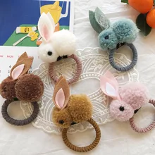Трехъядерный корейский стиль, Осень-зима, стиль, кролик, Детская повязка для волос, для маленьких девочек, серия Meng, голова животного, веревочная голова