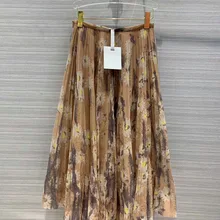 Весенняя модная женская сетчатая юбка в складку с цветочным принтом женская юбка миди tclai