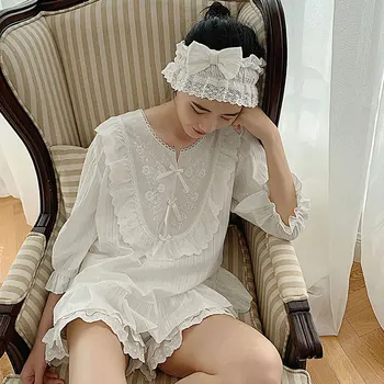

Summer Princess Women Sleepwear Casual Cotton Pajamas Lace Embroidered Ladies Pajamas Set Thin Short Sleeve Top+shorts Suit