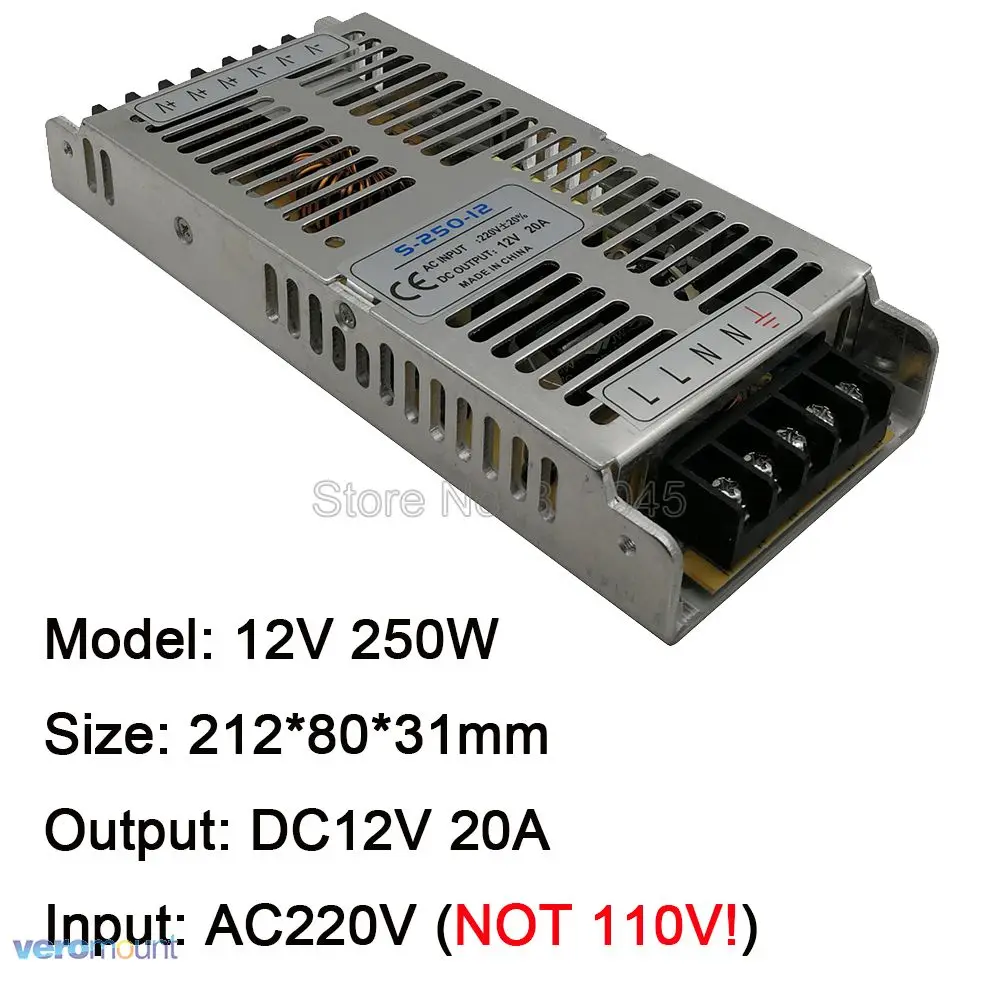12 В ультра тонкий импульсный источник питания AC220V к DC12V 2A 12.5A 20A 30A трансформаторы питания драйвер преобразователя для полос