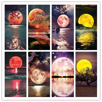 

Full Round Diamond Painting Moon landscape Diamond Art Embroidery Scenery night view Handmade New Arrival Home Decoration gift