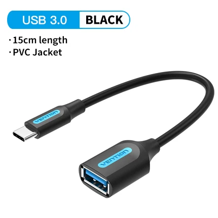 Vention USB C to USB OTG Adapter USB 3.0 2.0 Type-C OTG Data Cable Connector for Samsung GalaxyS 10 MacBook Pro USB C Adapter 3.0 Black