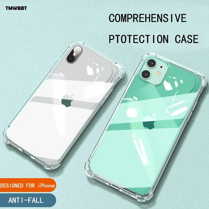 Ударопрочный Прозрачный чехол для телефона iPhone XS 11 Pro Max XR X 6 6S 7 8 Plus из ТПУ |
